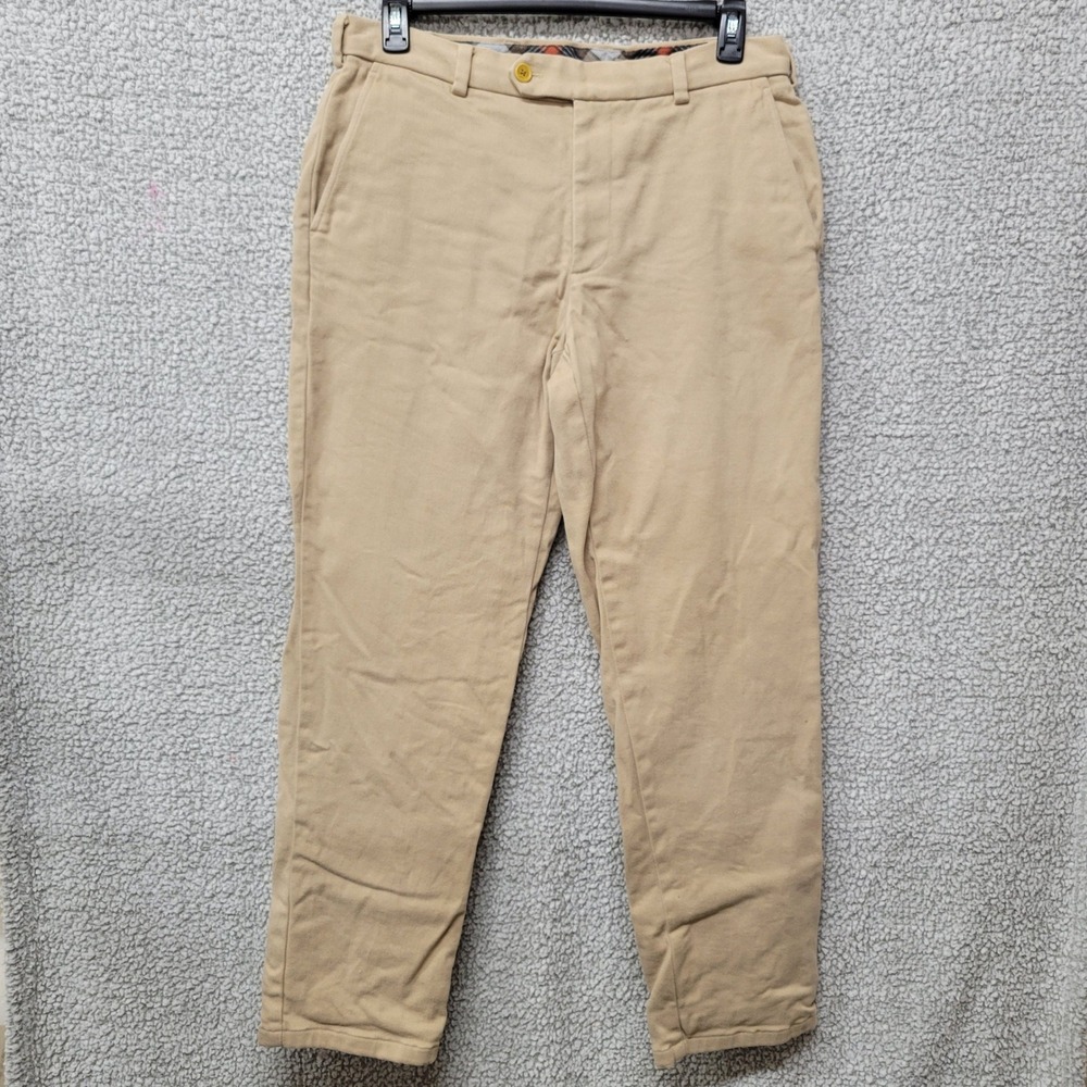 Brooks Brothers Clark Fit Flannel Lined Chino Pants Mens 36x32 Khaki Tan Cotton